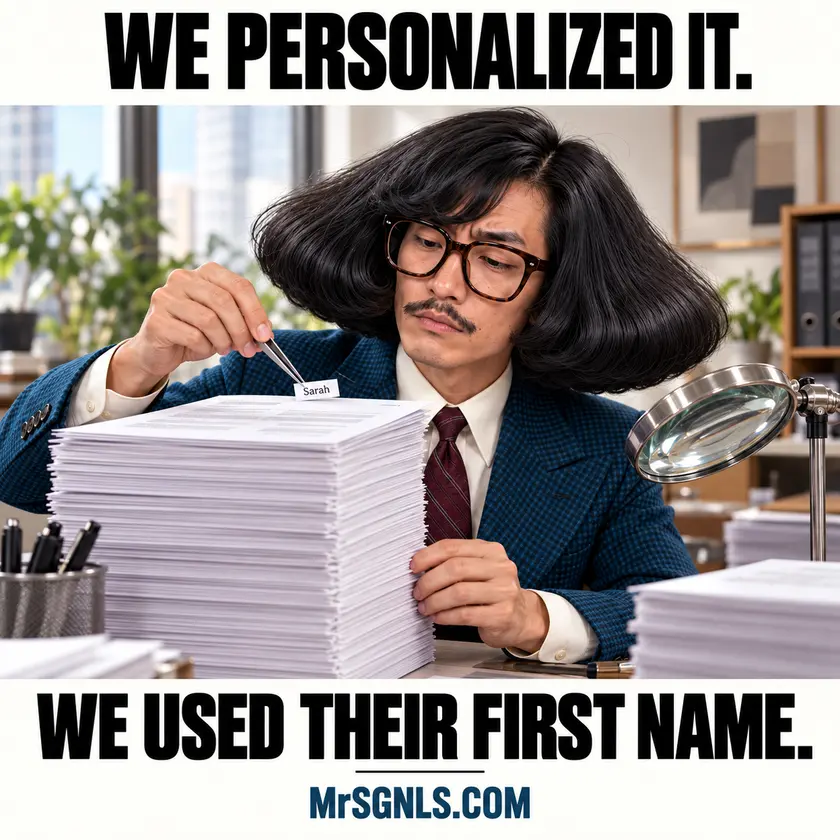 MrSignals carefully personalizing a message: We personalized it. We used their first name.