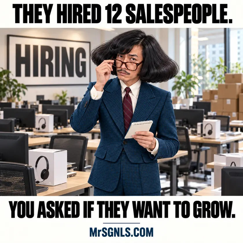 MrSignals in an office: They hired 12 salespeople. You asked if they want to grow.