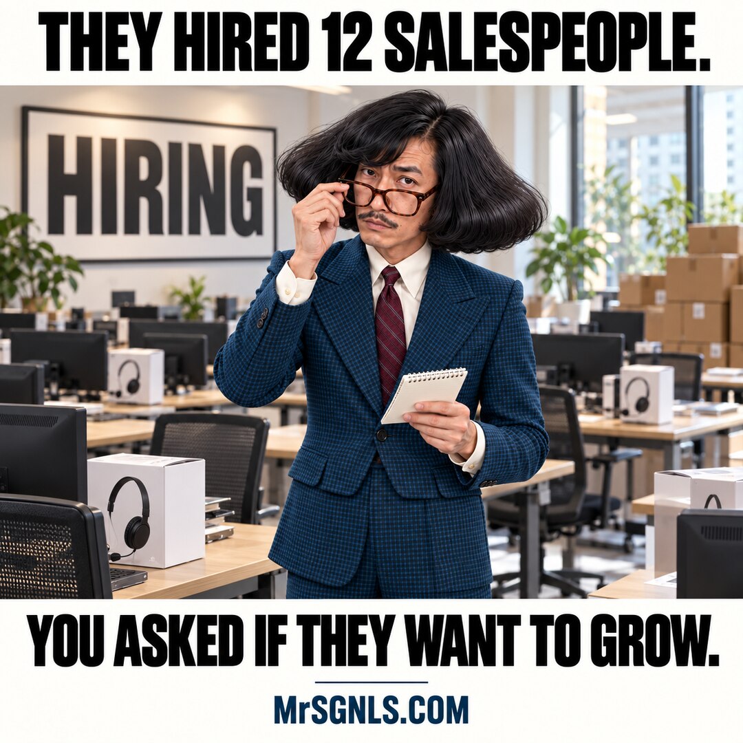 MrSignals in an office: They hired 12 salespeople. You asked if they want to grow.